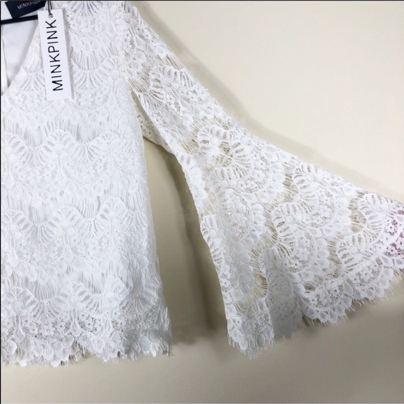 MINKPINK NWT Off White Tainted Love Lace Blouse - Picture 3 of 4